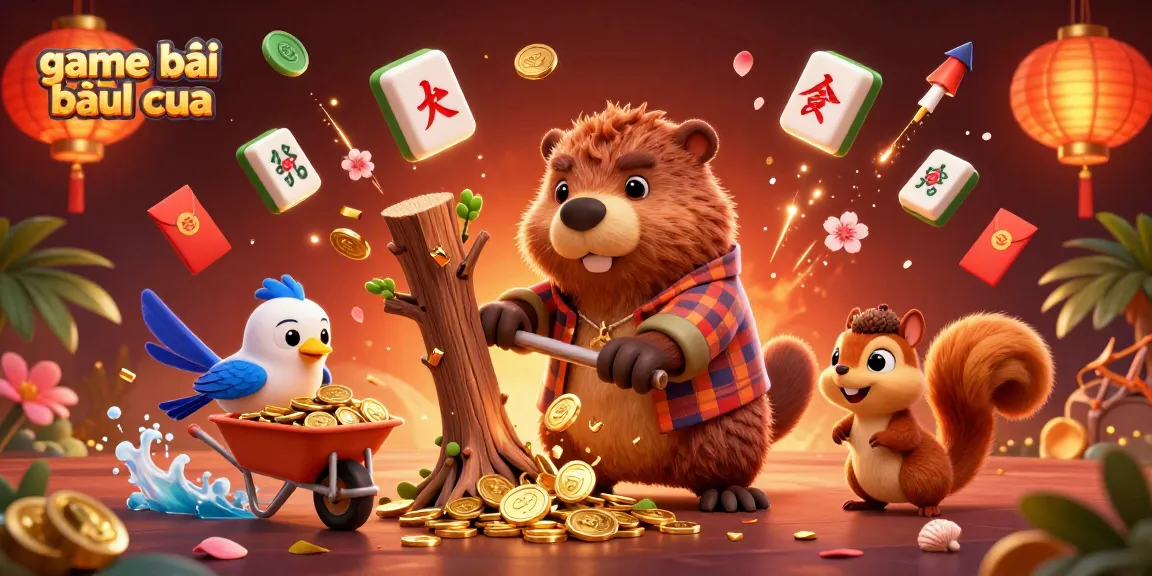 Engage in the exciting game bài bầu cua with vibrant characters and festive elements in a dynamic scene.