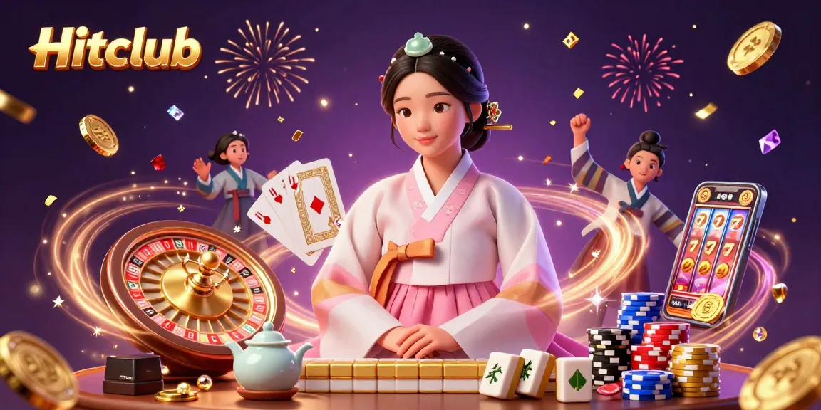 Hitclub members enjoying dynamic gaming experience amid sparkling gems and golden coins.
