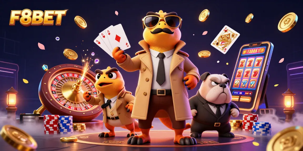 Experience the excitement of F8BET gaming with raptors amusingly attempting VIP entry in a lively casino.