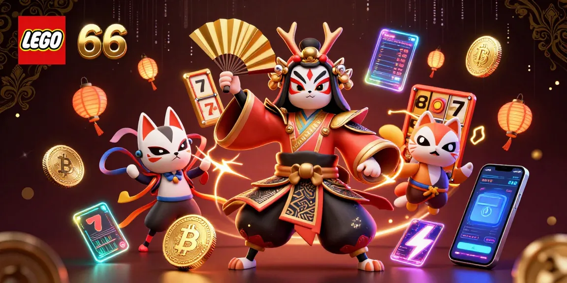 Lego66 players take action with vibrant slot reels, kabuki heroes, and Ethereum coins shining brightly.