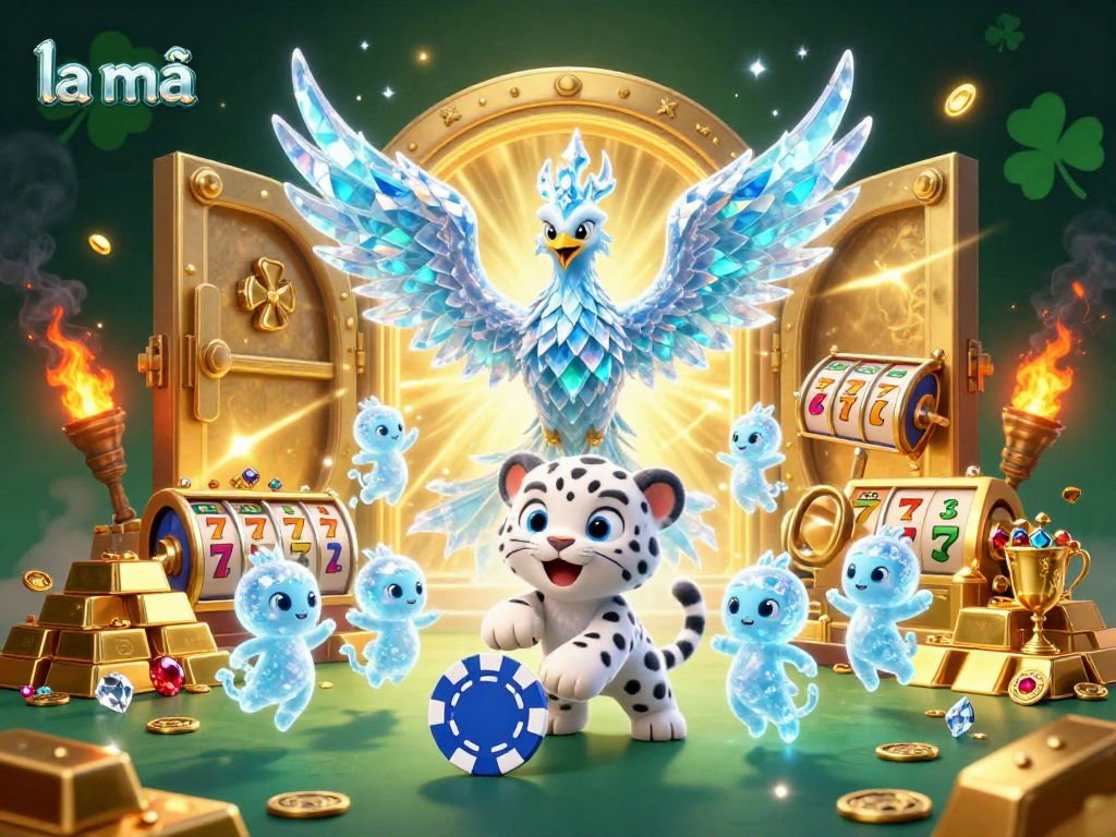 Experience thrilling gameplay at la mã with an enchanting ice phoenix surrounded by casino treasures.