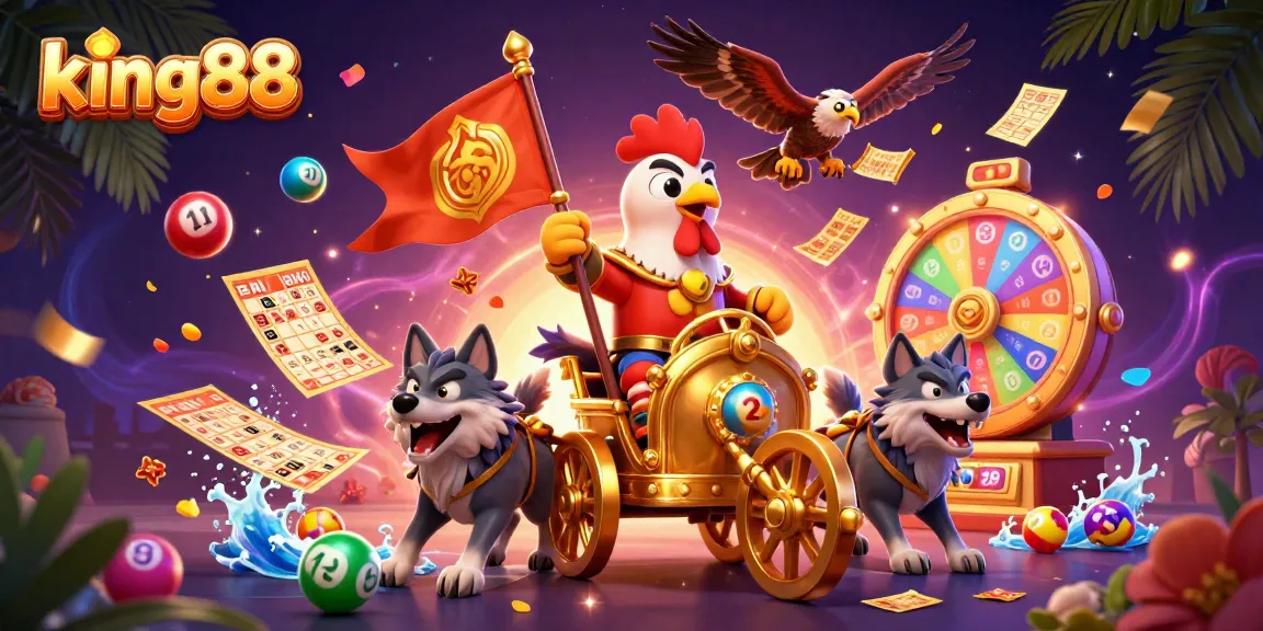 Experience thrilling jackpots with king88's vibrant 3D casino illustration showcasing exciting gaming elements.