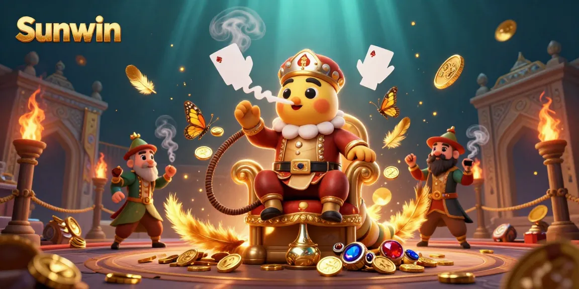 Experience thrilling gaming adventures at Sunwin with a vibrant 3D casino illustration showcasing poker elements and vibrant visuals.
