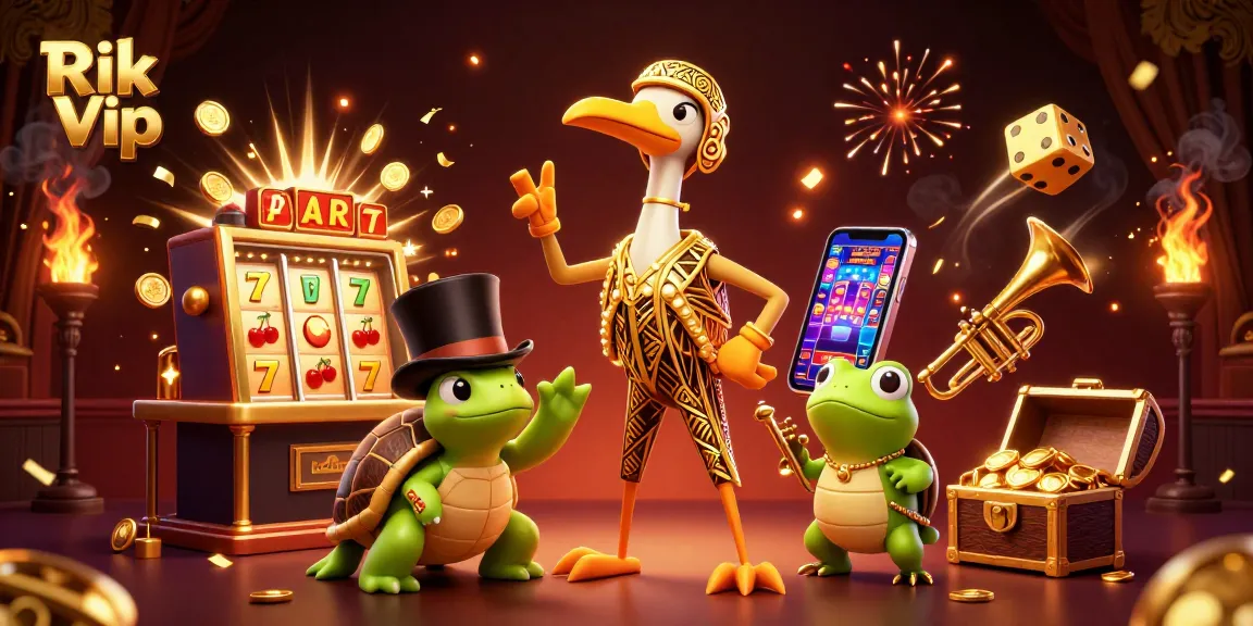 Experience winning excitement with Rik Vip in a vibrant casino scene featuring dynamic characters and game elements.