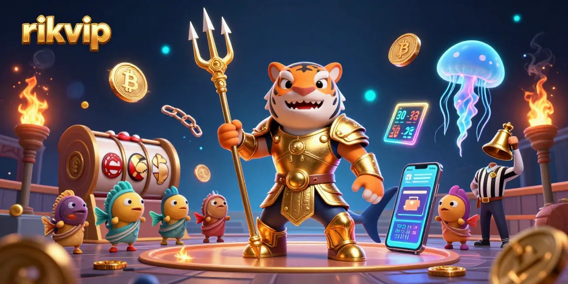 Engage with rikvip's exciting underwater casino adventure featuring animated characters and gambling elements.