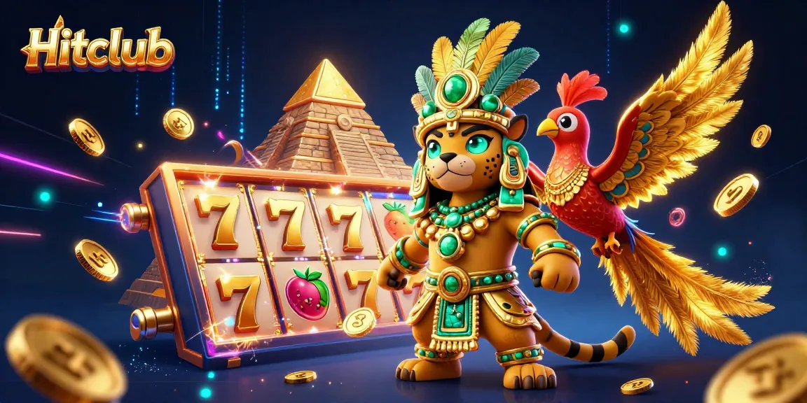 Win big at Hitclub with vibrant slot reels and dynamic casino elements in an exciting 3D scene.