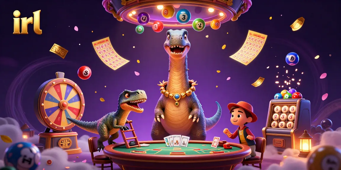Engage with irl's thrilling credit card casino scene, featuring a towering dinosaur dealer.