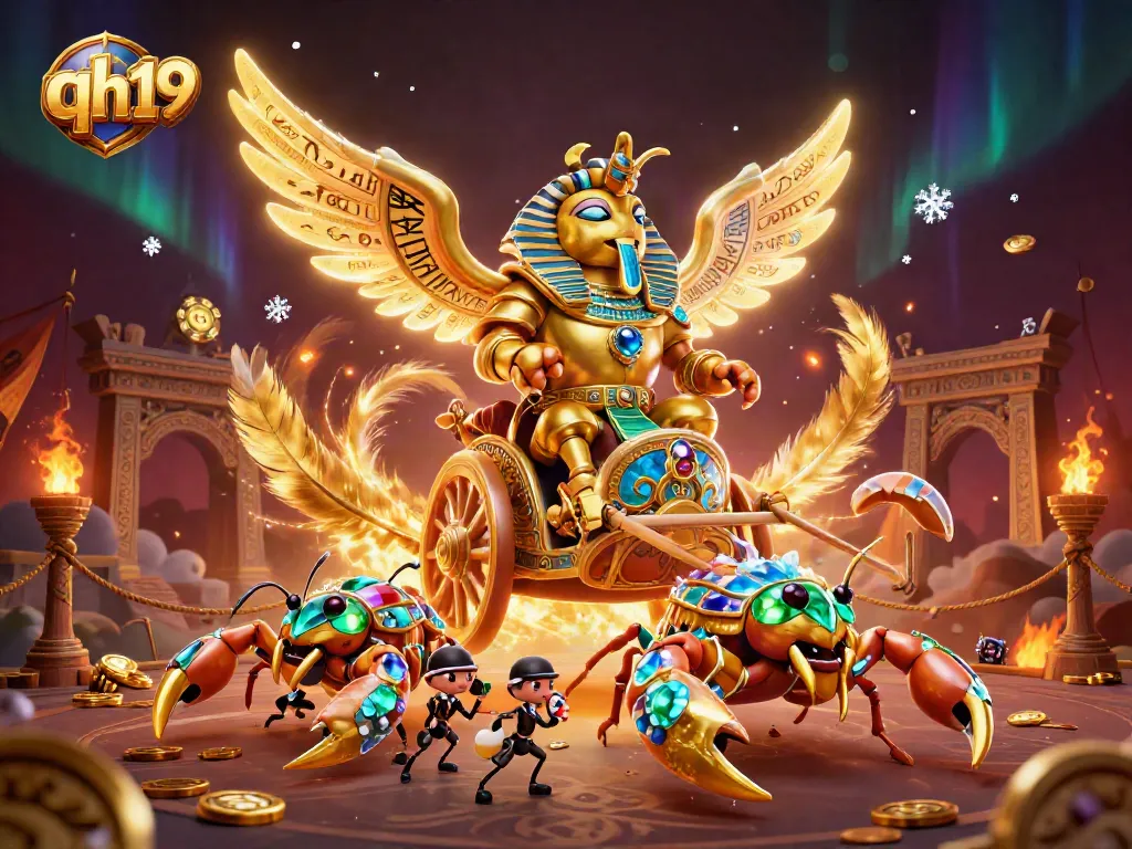 Experience the excitement of qh19 with a dramatic 3D illustration showcasing lavish casino elements.