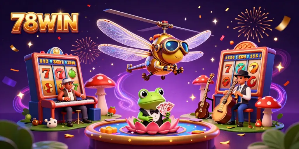 Engage with 78WIN's vibrant casino scene featuring thrilling slot characters and dynamic game elements.