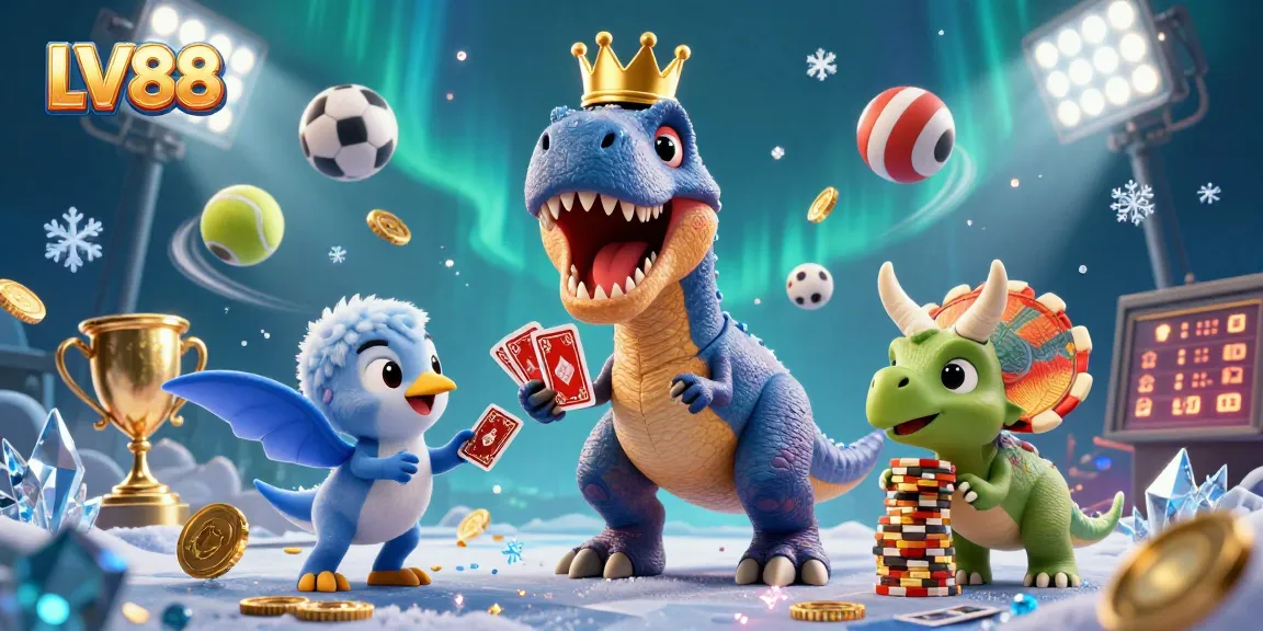 LV88 T-Rex shuffles cards with a pterodactyl help, enriching the gaming atmosphere.