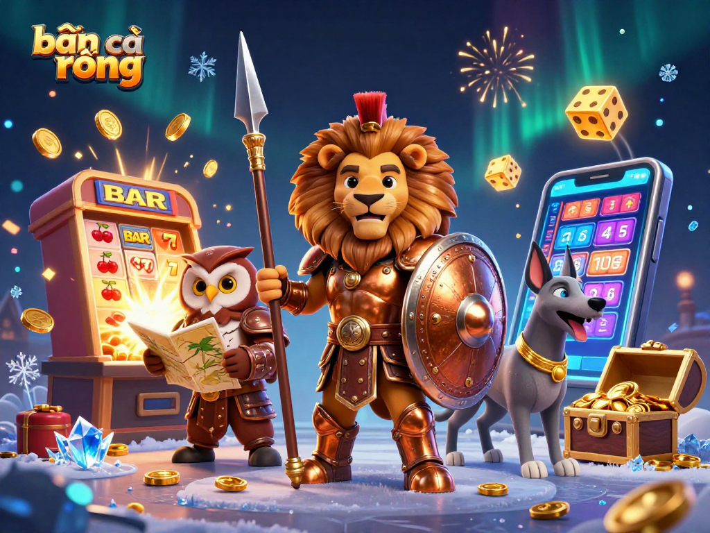 Engage in bắn cá rồng with vibrant characters and explosive game elements in a thrilling casino adventure.