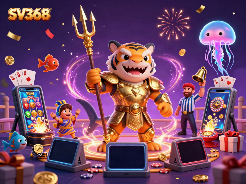 Engage in SV368's thrilling underwater betting arena, featuring a fierce gladiator shark.