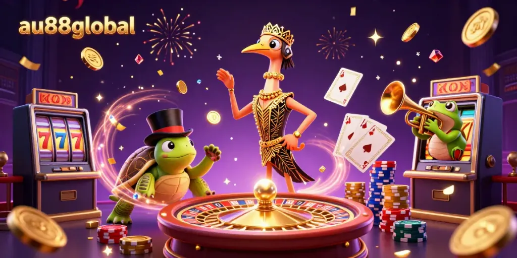 Spin and win with au88global's vibrant gaming scene filled with fortune elements.