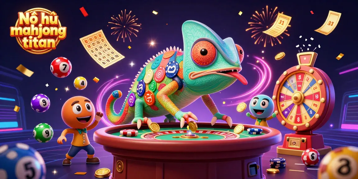 Engage with Nổ hũ mahjong titan in a festive 3D casino scene filled with winning elements and dynamic action.