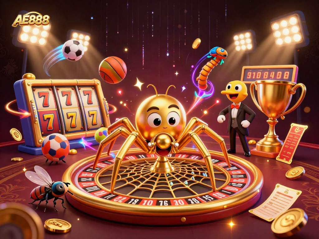 Place bets at AE888 with a golden web roulette and dynamic gaming elements.