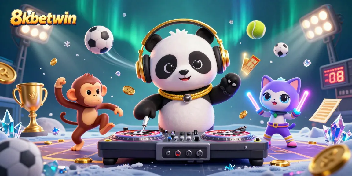 Join the 8kbetwin action with dynamic casino fun featuring a DJ panda and rave characters.