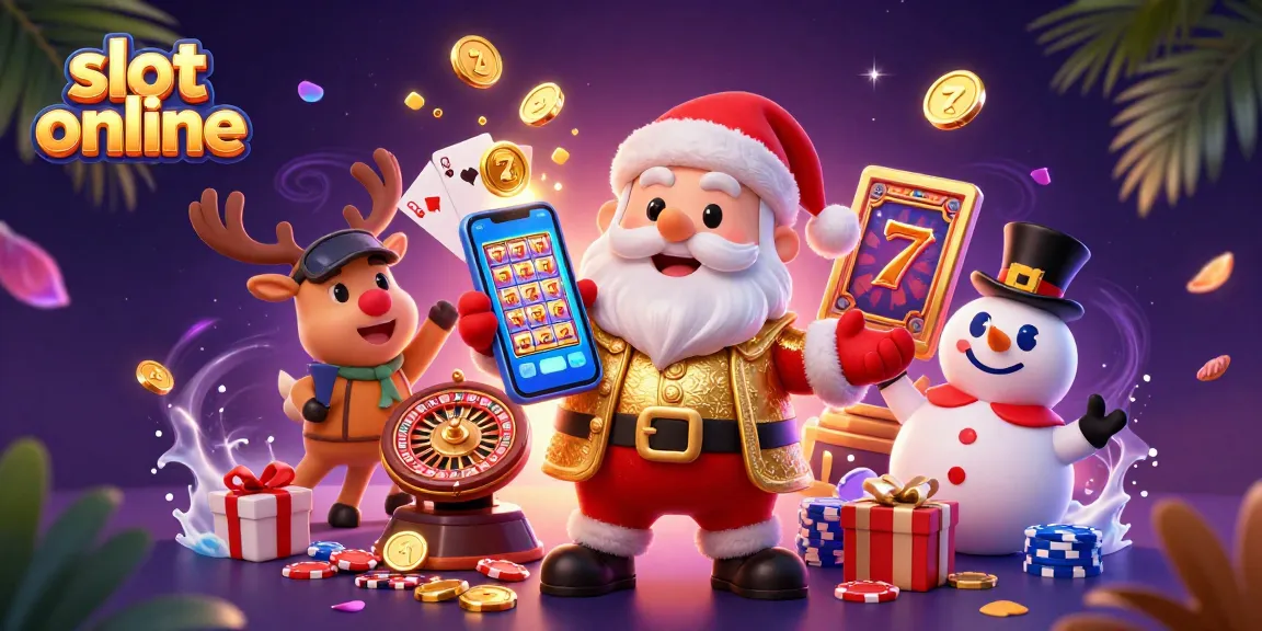 Mainkan slot online dan menangkan jackpot bersama Santa Claus, rusa, dan manusia salju.
