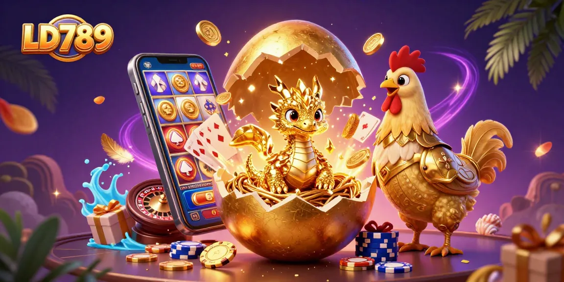 Experience the thrill of LD789 with a dazzling illustration featuring a golden dragon and vibrant casino elements.