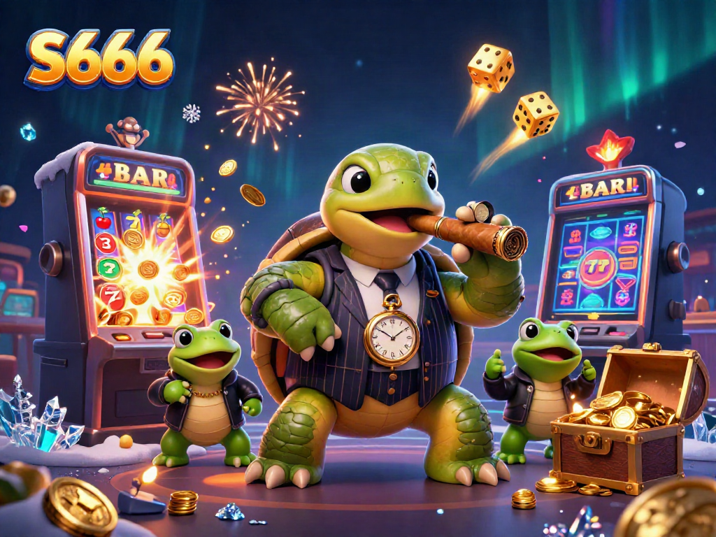 Experience thrilling moments with S666 as the snapping turtle and bullfrogs light up the casino scene.