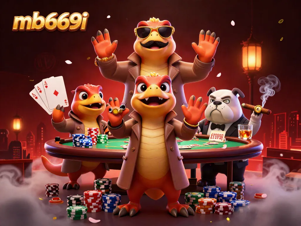 mb669i casino scene with raptors in trench coat being scrutinized by a bulldog bouncer