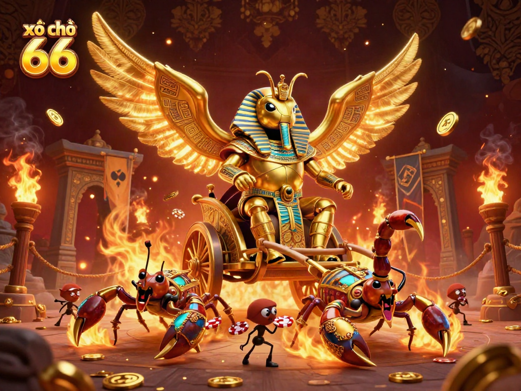 Experience the excitement of xổ số 66 with a vivid 3D scene showcasing thrilling gaming elements and characters.