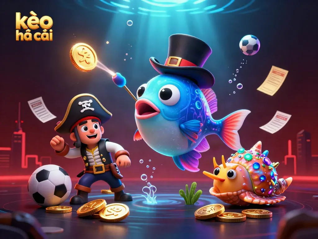 Bet on kèo nhà cái with a vibrant 3D scene showcasing sports elements, lively characters, and captivating visuals.