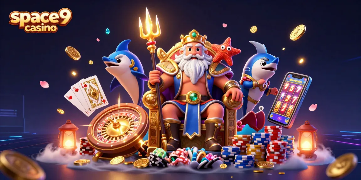 Experience thrilling gameplay at space9 casino with 3D cartoon characters and vibrant casino elements.