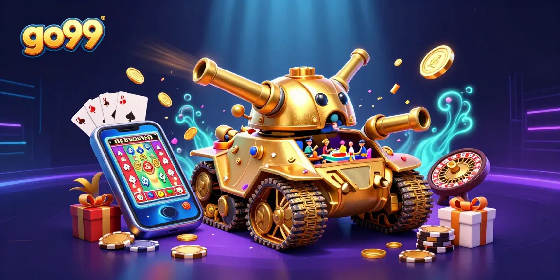 Spin colorful slots and enjoy excitement at go99 with a giant beetle casino tank illustration