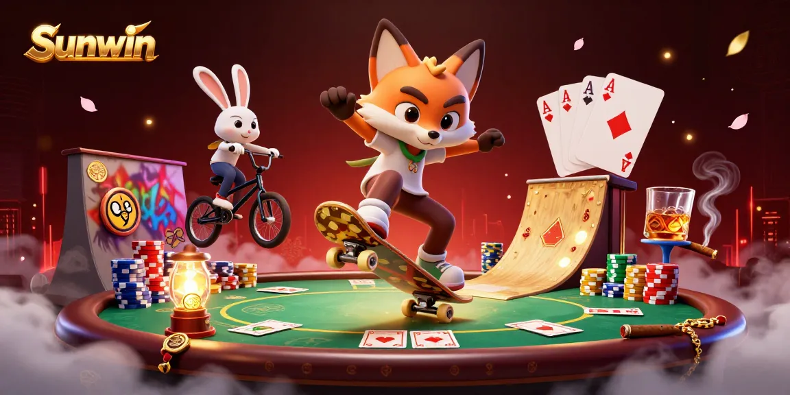 Experience thrilling gaming with Sunwin in a vibrant, action-packed casino scene.