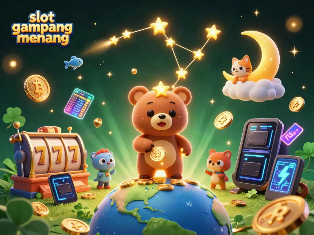 Engage with the vibrant scene of slot gampang menang featuring cosmic characters and jackpot elements.