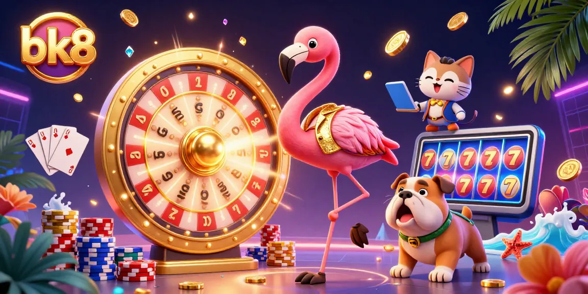 Experience thrilling prizes at bk8 with an animated casino scene showcasing excitement and rewards.