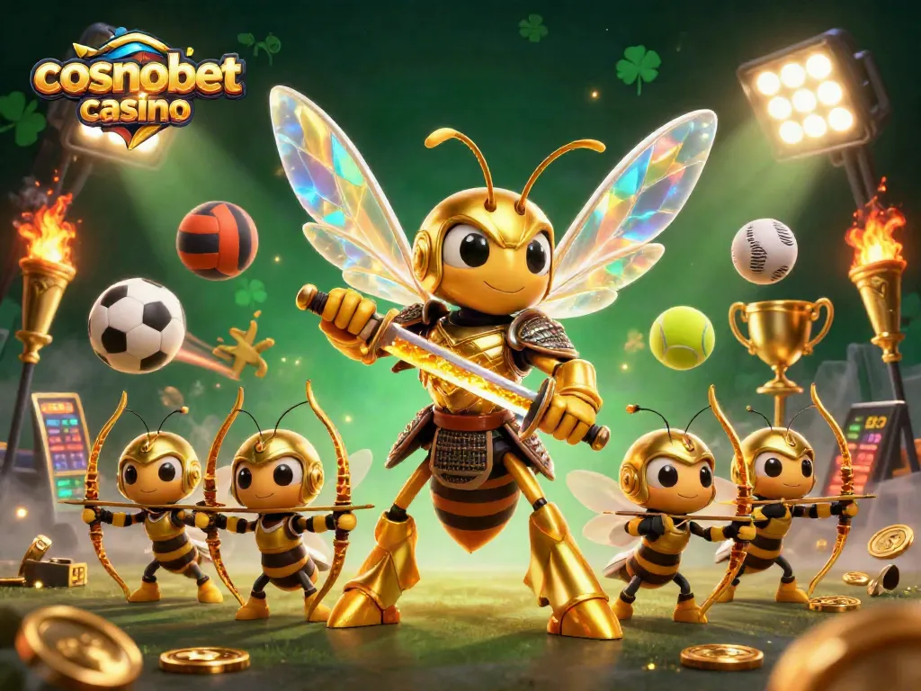 Experience thrilling action at cosmobet casino with vibrant sports elements and dynamic characters.