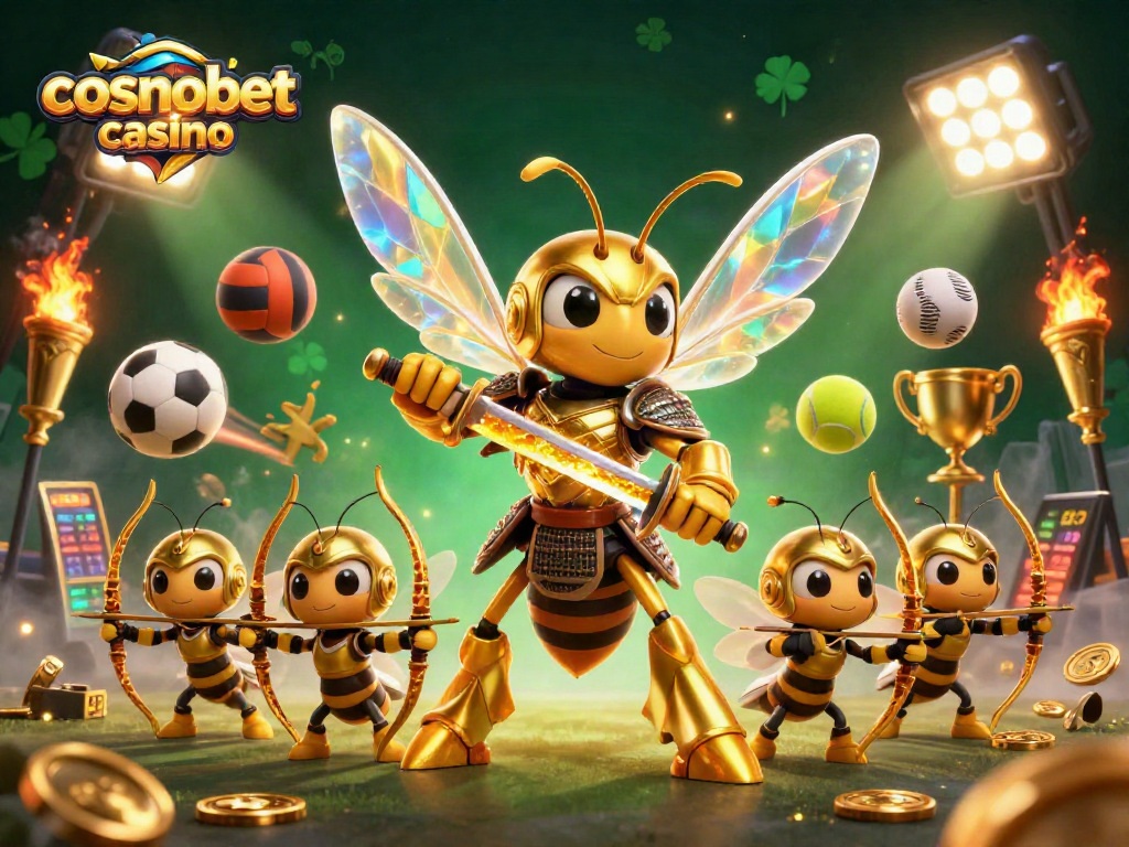 Experience thrilling action at cosmobet casino with vibrant sports elements and dynamic characters.