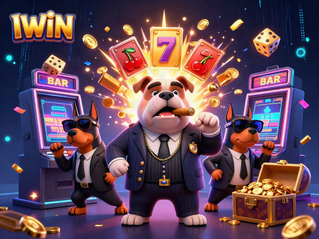 Experience thrilling jackpots at IWIN with vibrant casino scenes featuring dynamic characters and games.