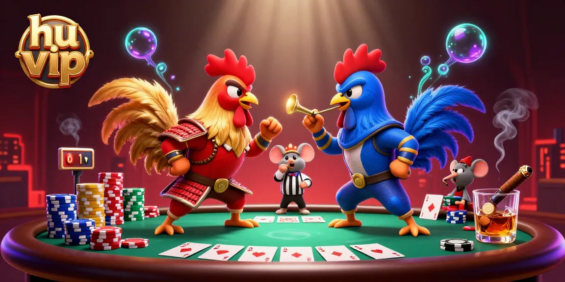 Experience thrilling gameplay with hu vip's dynamic online casino featuring competitive rooster fighters.