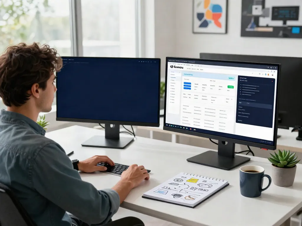 Content strategist optimizing website for instant indexing in modern workspace
