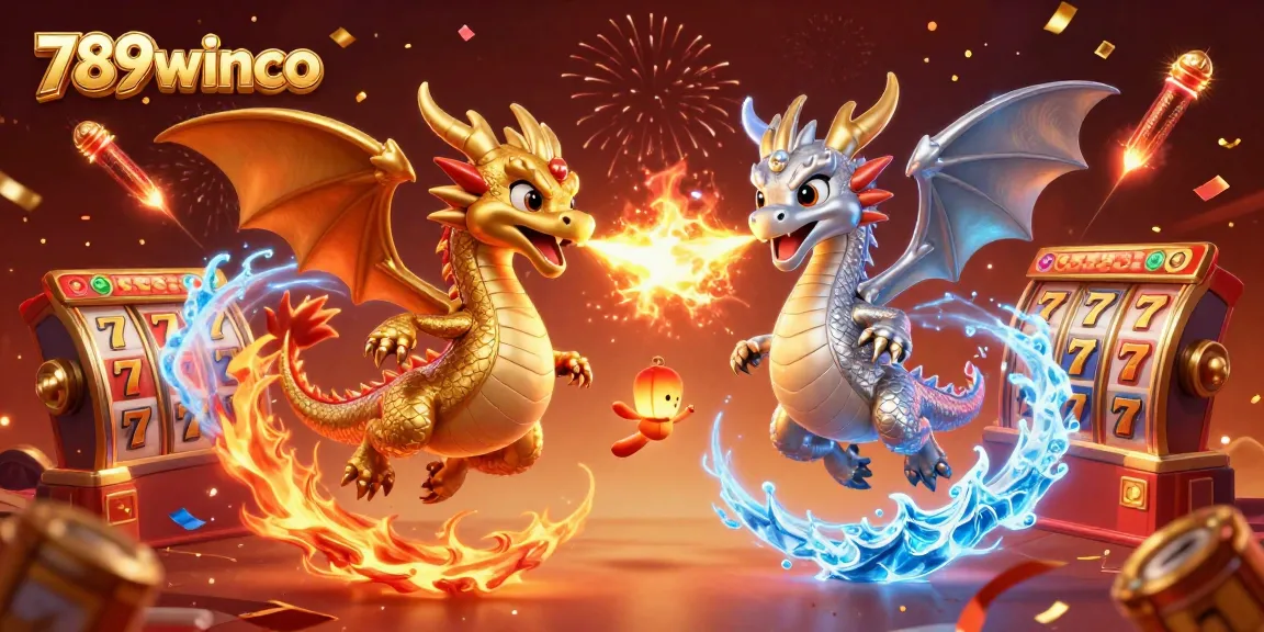 Experience thrilling gameplay at 789winco with dragons and jackpot symbols in this dynamic casino illustration.