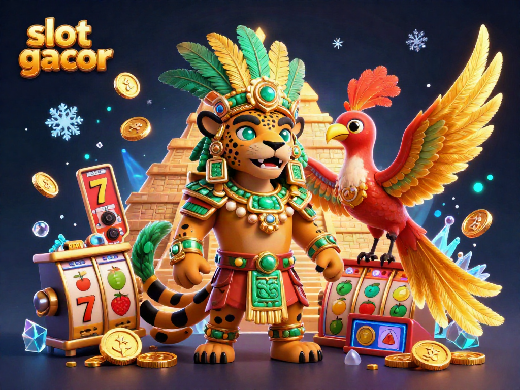 Experience exhilarating gameplay with vibrant slot gacor symbols in this dynamic casino-themed illustration.