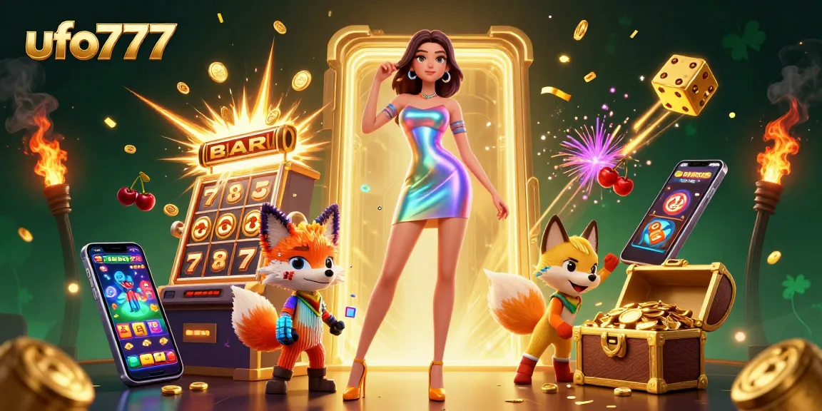 Experience excitement with ufo777, featuring vibrant characters and dynamic casino elements in a thrilling scene.