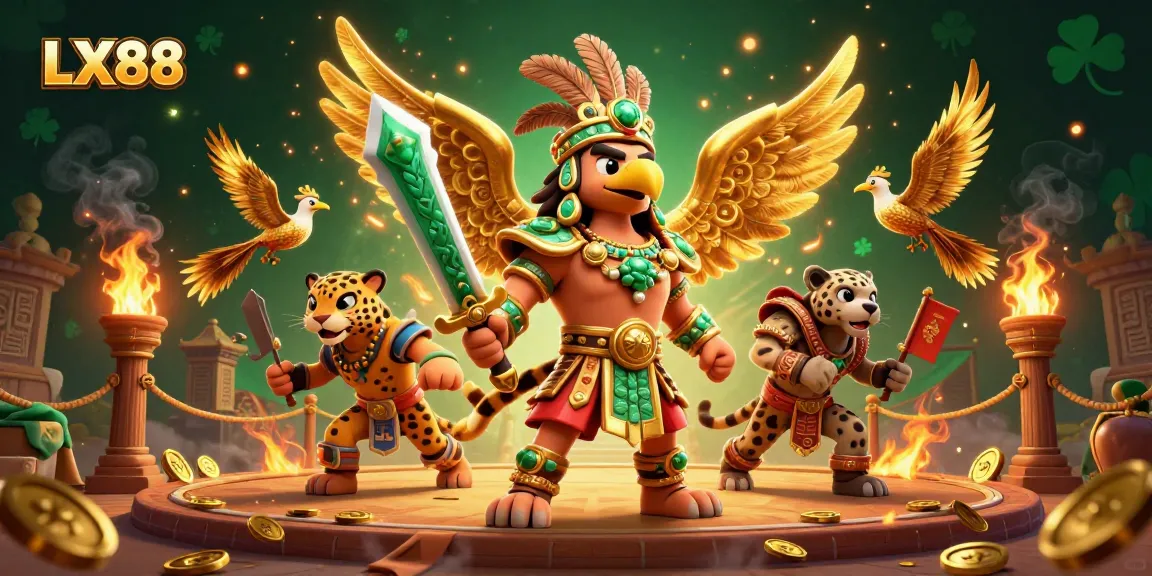 Experience the thrill of winnings at LX88 with dynamic gaming scenes and vibrant characters.