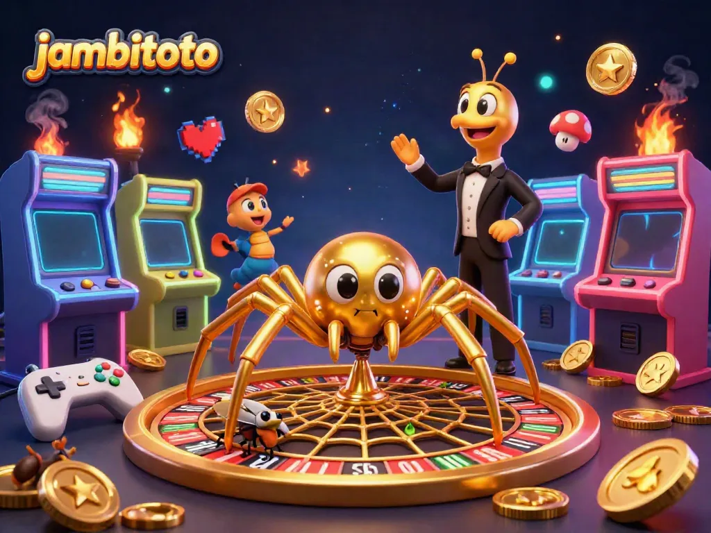 Experience the thrill of jambitoto with a golden roulette wheel and interactive game elements.