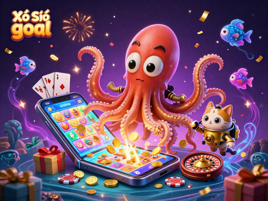 Play Xổ Số goal with a dynamic scene filled with excitement, featuring unique characters and engaging lottery visuals.