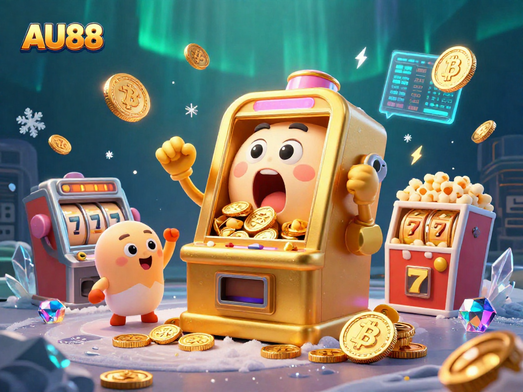 Spin the AU88 slot machine as it hits a jackpot amidst glowing coins and lively characters!
