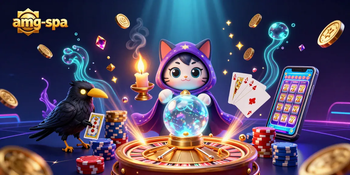 Engage in thrilling games with amg-spa gaming at this vibrant, dynamic casino illustration featuring mystical characters.