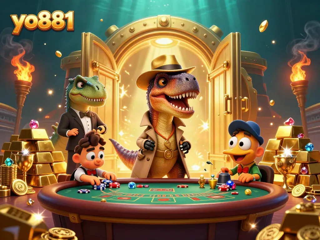 Experience thrilling card counting at yo881 with a velociraptor at the blackjack table.