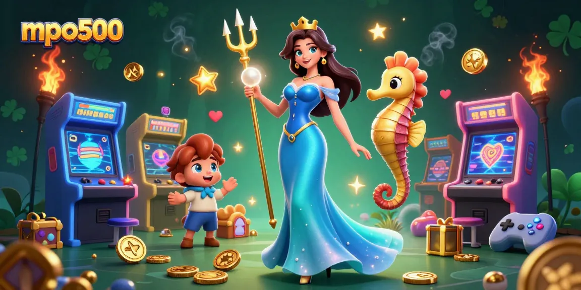 Experience the thrilling gaming world of mpo500 with vibrant slot machines and mystical underwater elements.