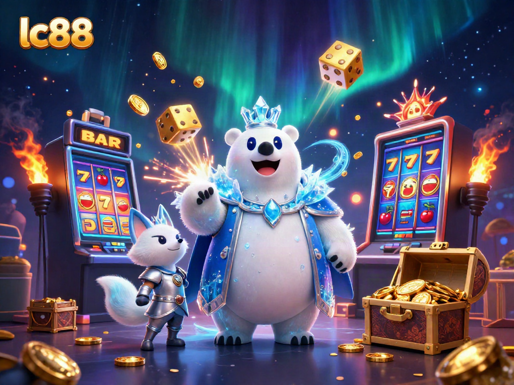 Experience thrilling wins with lc88, featuring a vibrant casino scene with elaborate game elements.