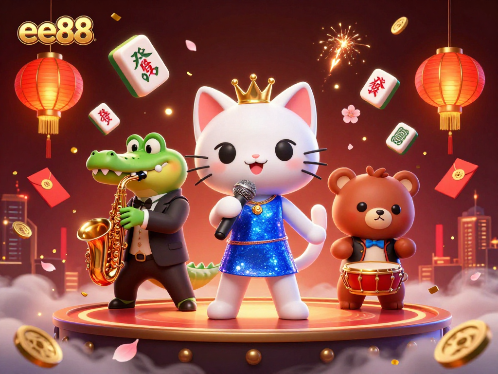 Experience the thrill of ee88 gaming with our vibrant 3D casino scene featuring lively characters.
