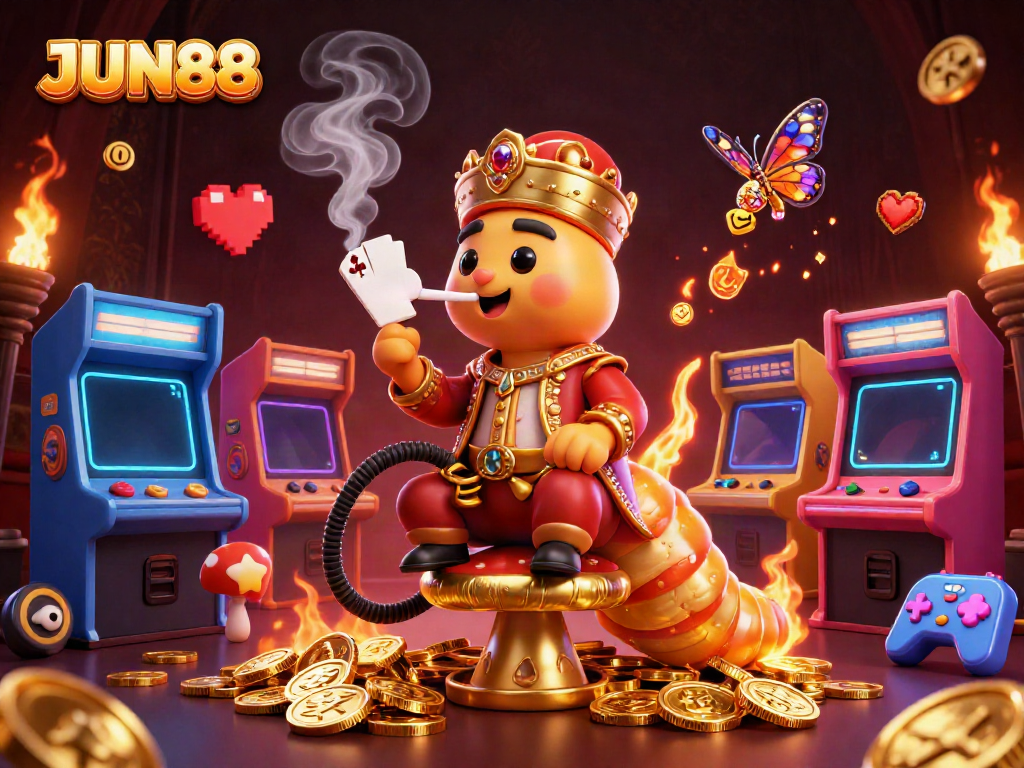 Engage in thrilling casino games with Jun88, featuring vibrant characters and rich gaming elements.