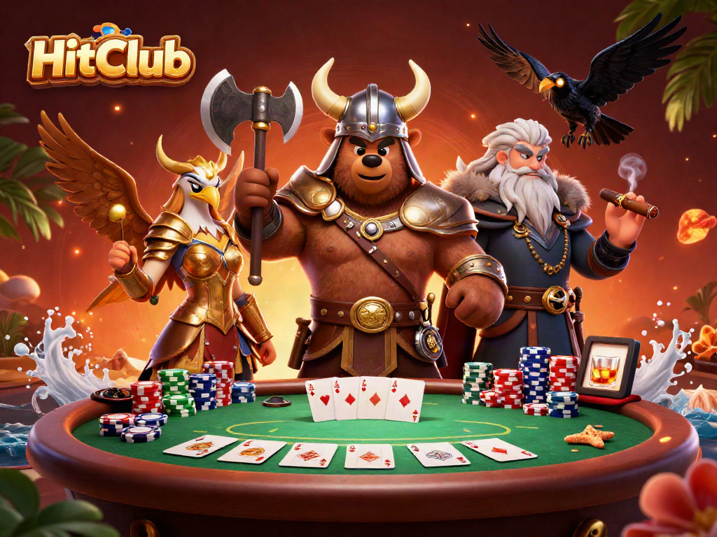 Win big at HitClub with thrilling poker action featuring a Viking bear and Valkyrie eagle.